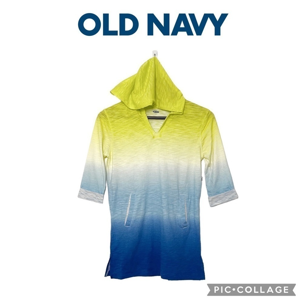 Old Navy girls hooded ombre tie dye tunic dress swimsuit cover up size M NWT